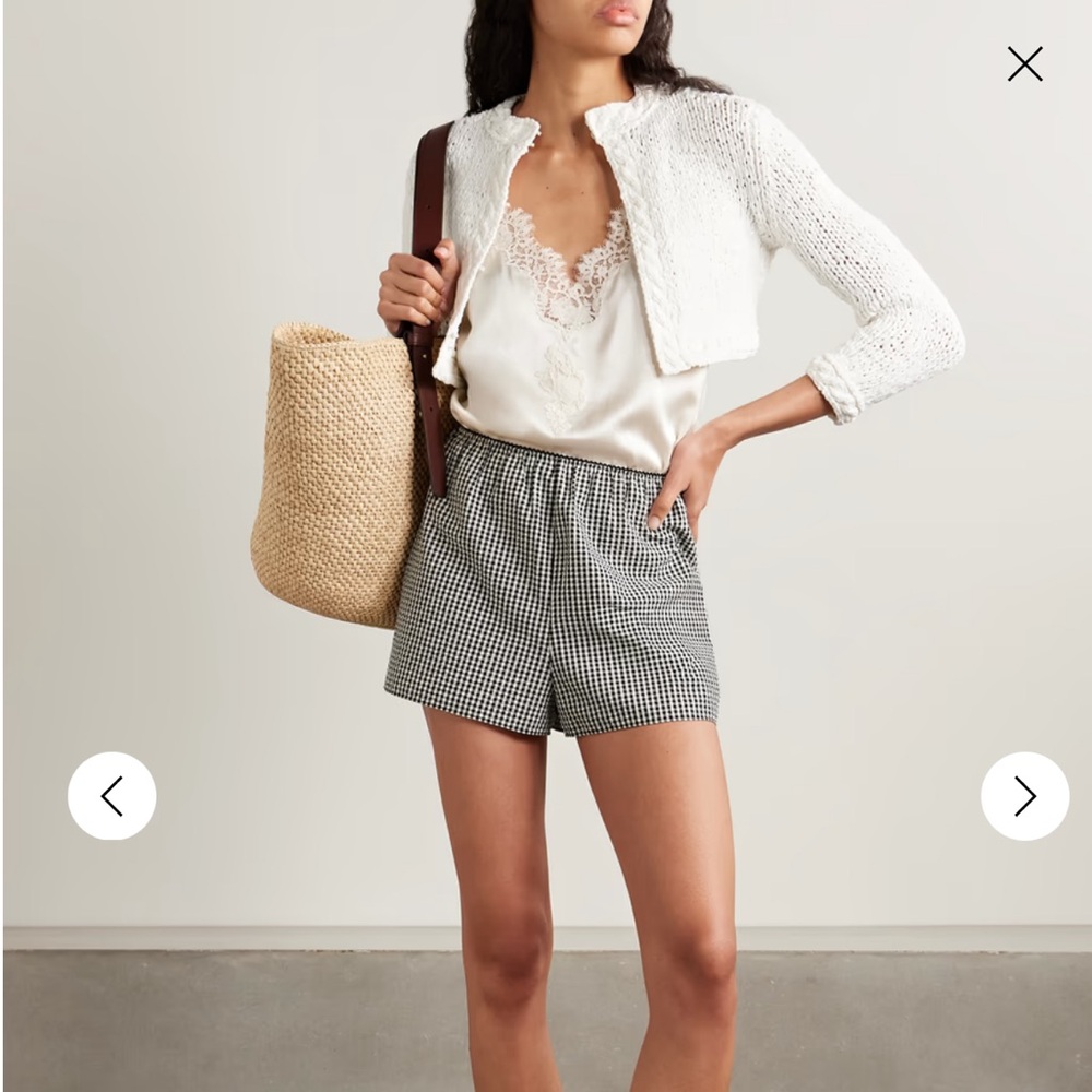 DÔEN Larena gingham recycled-seersucker shorts
Black • small